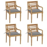 vidaXL Scaune Batavia cu perne, 4 buc., lemn masiv de tec 3073296