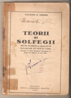 Teorii si solfegii-Victoria G.Hasnas 1926 foto