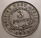 B.517 BRITISH WEST AFRICA COLONIE BRITANICA GEORGE VI 3 PENCE 1938 KN