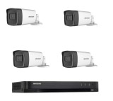 Kit supraveghere 4 camere exterior FULL HD Hikvision 40m infrarosu si DVR 4 canale Hikvision SafetyGuard Surveillance