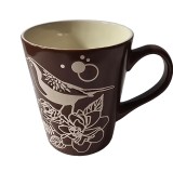 Cana, 300 ml, Maro decorat cu pasare