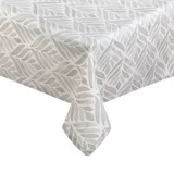 Față de masă decorativă de vară, Bej cu model frunze gri, 180x140 cm, CMCLASS