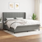 Cumpara ieftin Pat box spring cu saltea, gri &icirc;nchis, 200x200 cm, textil