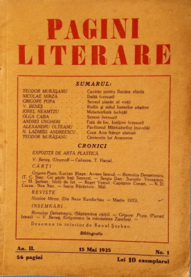 Revista Pagini literare nr.1/15 mai 1935 foto