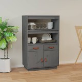 vidaXL Dulap &icirc;nalt, gri, 67x40x108,5 cm, lemn masiv de pin
