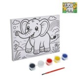 Set Pictura Canvas cu Model Elefant, 15x20cm, Multicolor, CMCLASS