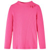 Tricou de copii cu m&acirc;neci lungi, tricot cu nervuri, roz aprins, 104, vidaXL