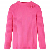 Tricou de copii cu m&acirc;neci lungi, tricot cu nervuri, roz aprins, 104, vidaXL