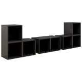 Cumpara ieftin Set de dulapuri TV, 6 piese, gri extralucios, lemn prelucrat