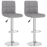 vidaXL Scaune de bar, 2 buc., gri deschis, material textil