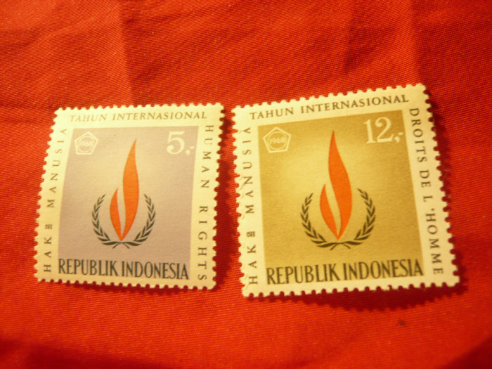 Serie Indonezia 1968 - Anul Drepturilor Omului ONU , 2 valori