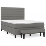 Cumpara ieftin Pat box spring cu saltea, gri inchis, 140x200 cm, textil