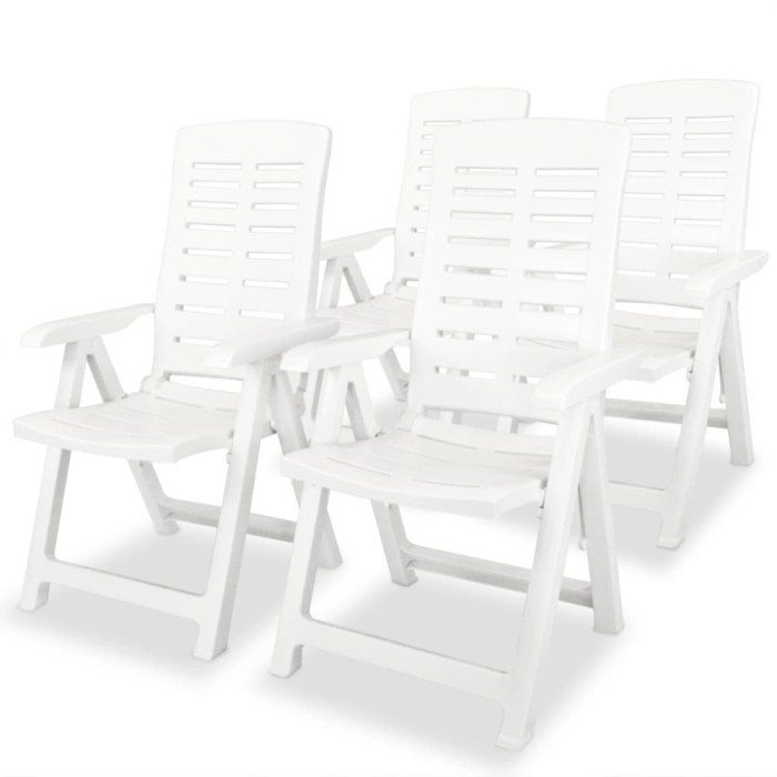 Gossi scaune de gradina rabatabile, 4 buc., alb, plastic