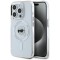 Husa pentru iPhone 15 Pro Max - Karl Lagerfeld IML MagSafe (KLHMP15XHLSKIH) - White Metal Karl`s Head