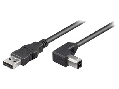 Cablu USB 2.0 A-B Unghi 2m Negru foto