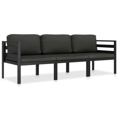 Gossi set mobilier de gradina cu perne, 3 piese, antracit, aluminiu foto
