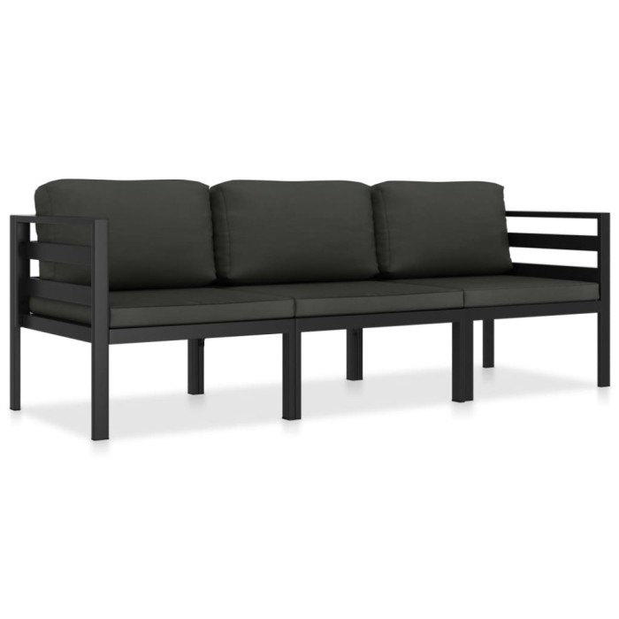Gossi set mobilier de gradina cu perne, 3 piese, antracit, aluminiu