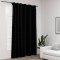 Draperii opace, aspect de in, negru, 290 x 245 cm, cu c&acirc;rlige