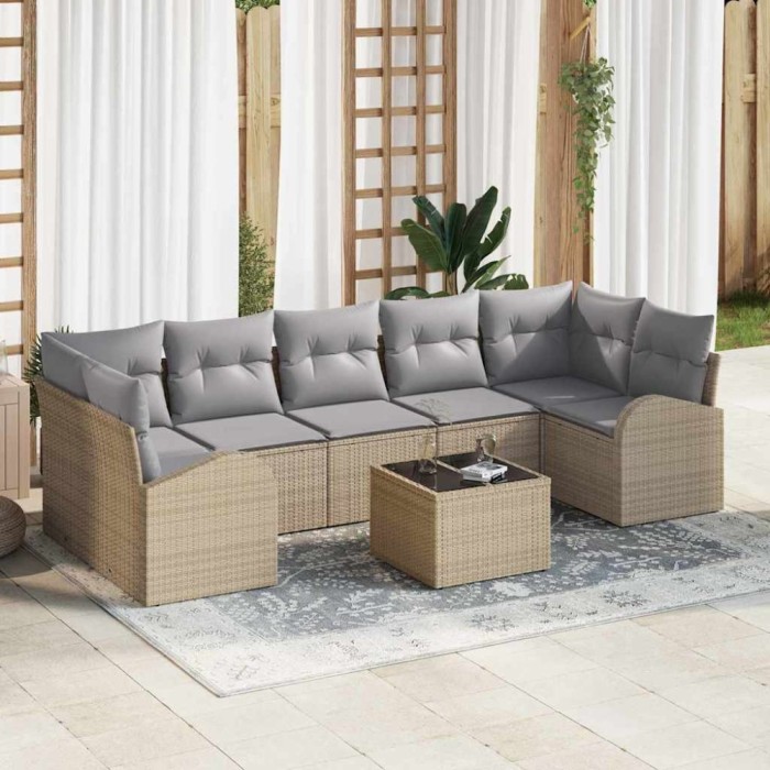 vidaXL Set de canapele pentru grădină 8 pcs Bej și gri 55 x 55 x 37 cm 3354629
