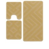 Set covorase baie 3 piese, Model Geometric, Bej 60x100cm