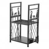 Suport de lemne pentru seminee, 2 x niveluri, Vivatechnix 455 &times; 330 &times; 765 mm, Otel, Negru