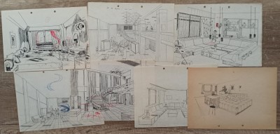 Interioare// desene in perspectiva, anii &amp;#039;80 foto