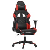 Cumpara ieftin Scaun de gaming cu suport picioare, negru/rosu, piele ecologica