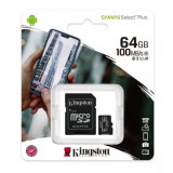 Card memorie MicroSD Kingston 64GB, clasa 10, standard UHS-I U1, microSDXC