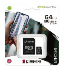 Card memorie MicroSD Kingston 64GB, clasa 10, standard UHS-I U1, microSDXC foto