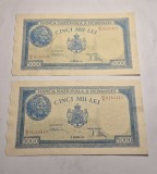Lot 5000 Lei 1945 Decembrie XF, Serii Consecutive - Bancnote Romanesti
