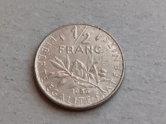 C50 - Moneda foarte veche - Franta - 1/2 franci - 1986