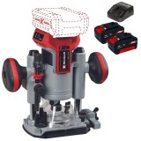 Einhell TP-RO 18 Li BL PXC + Twinpack + 4514095 - Masina de frezat 6 8 mm + Set 2 acumulatori si incarcator Li-Ion 18 V 4 Ah
