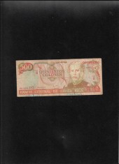 Rar! Costa Rica 500 colones 1994 seria01954385 graffiti foto