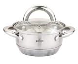 Cratita din inox 500 ml, 12x10cm, Bohmann cu capac din sticla, 5mm grosime, toate sursele de caldura