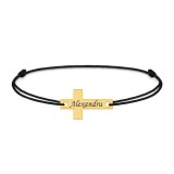 Crux - Bratara personalizata argint placat cu aur galben 24K si snur cruce