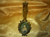 Mini pictura cameo, rama bronz, sec 19, colectie, cadou, vintage