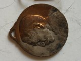 medalion bronz FRANTA -JUSQUE A BUT . Cu patina timpului Primul Razboi mondial 1914-1916