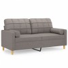 Canapea cu 2 locuri cu pernute, gri taupe, 140 cm, textil