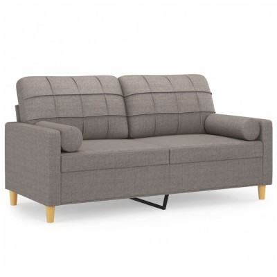 Canapea cu 2 locuri cu pernute, gri taupe, 140 cm, textil foto