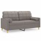 Canapea cu 2 locuri cu pernute, gri taupe, 140 cm, textil