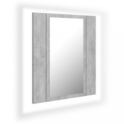 Dulap de baie cu oglindă &amp;amp; LED, gri beton, 40x12x45 cm foto