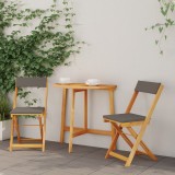vidaXL Set Bistro Pliant din 3 Piese cu Perne Lemn Solid Acacia