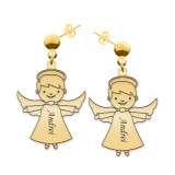 Malaikat - Cercei personalizati baietel ingeras cu tija din argint 925 placat cu aur galben 24K, Bijubox