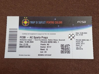 Bilet meci fotbal FCSB (Steaua) - SPARTA PRAGA (13.08.2024) foto