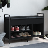VidaXL Bancă de pantofi, negru, 85,5x32x57,5 cm, lemn prelucrat