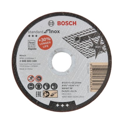 Disc debitare inox, Bosch Standard for Inox, 115 x 22.23 x 1 mm foto