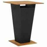 Cumpara ieftin Masa de bar, negru, 80x80x110 cm, poliratan/lemn masiv acacia