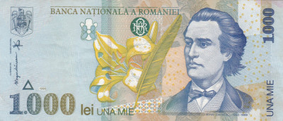 BANCNOTA 1000 LEI UNA MIE foto