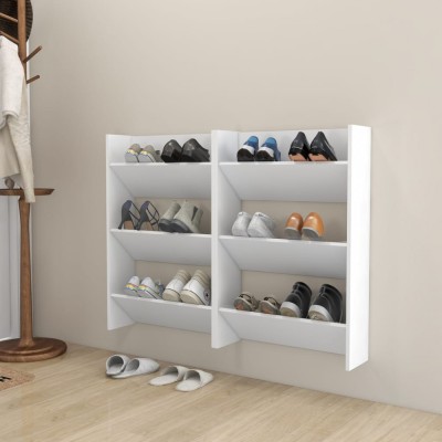 vidaXL Pantofare de perete, 2 buc., alb, 60x18x90 cm, PAL 806760 foto