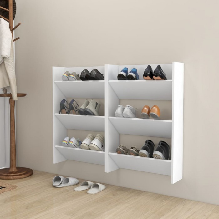 vidaXL Pantofare de perete, 2 buc., alb, 60x18x90 cm, PAL 806760
